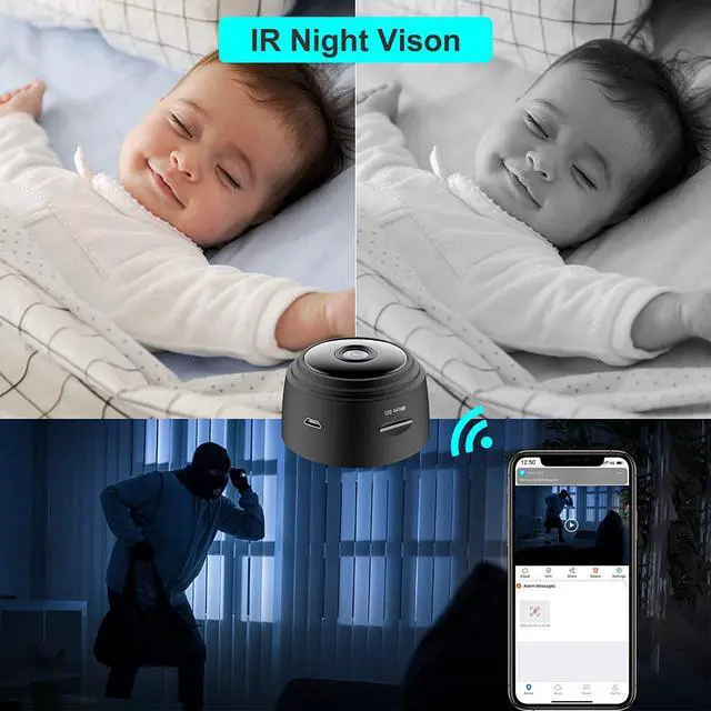 Alt view image 4 of 7 - Wifi Camera Fhd 1080P Portable Wlan Compact Surveillance Small Security Camera With 32G Sd Card With Motion Detection And Infrared Night Vision Function, Video Recording For Indoor/Outdoor