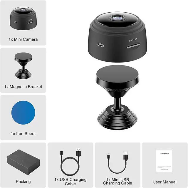 Alt view image 6 of 7 - Wifi Camera Fhd 1080P Portable Wlan Compact Surveillance Small Security Camera With 32G Sd Card With Motion Detection And Infrared Night Vision Function, Video Recording For Indoor/Outdoor
