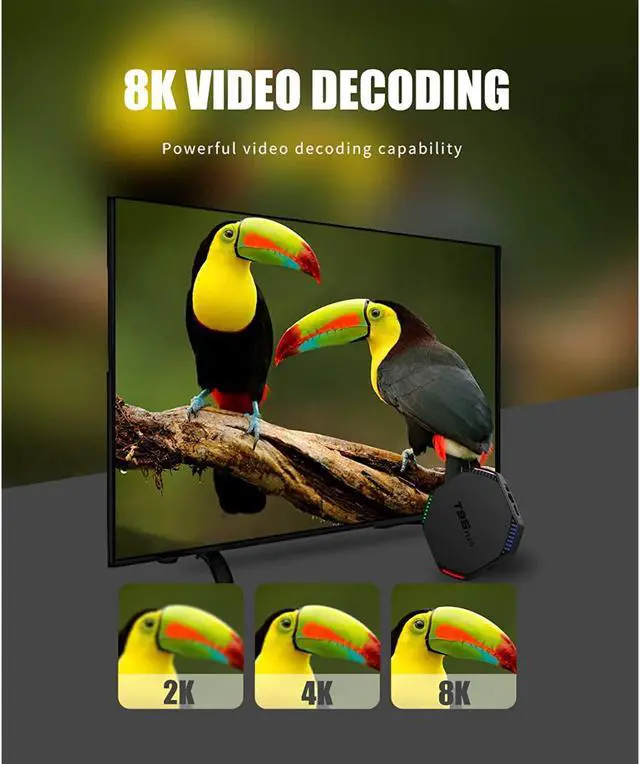 Alt view image 5 of 7 - Android 11.0 Tv Box 4Gb Ram 32Gb Rom T95Z Plus Smart Tv Box Rk3566 Quad-Core 8K/1000M Lan/1080P/Usb 3.0/H.265/Wifi 2.4G/5G Bt 4.1 Android Tv Box Media Player