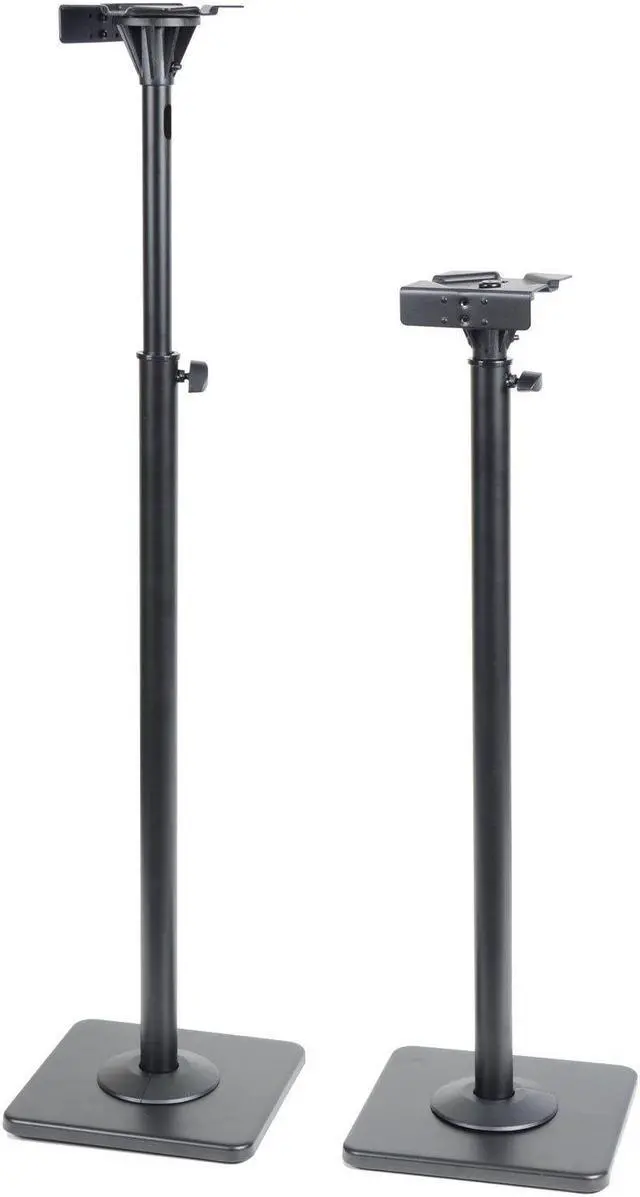 Alt view image 12 of 14 - VideoSecu 2 Adjustable Height Universal Floor Speaker Stands Mounts Heavy Duty Surround Sound Satellite Small Bookshelf Speakers Stand BXX