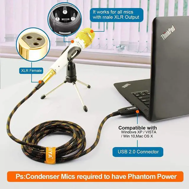 Alt view image 2 of 7 - Usb To Xlr Cable 10Ft, Xlr To Usb Microphone Cable Usb Male To 3 Pin Xlr Female Cables Mic Converter Patch Cable Studio Audio Cable Connector Cords For Microphones, Recording, Karaoke