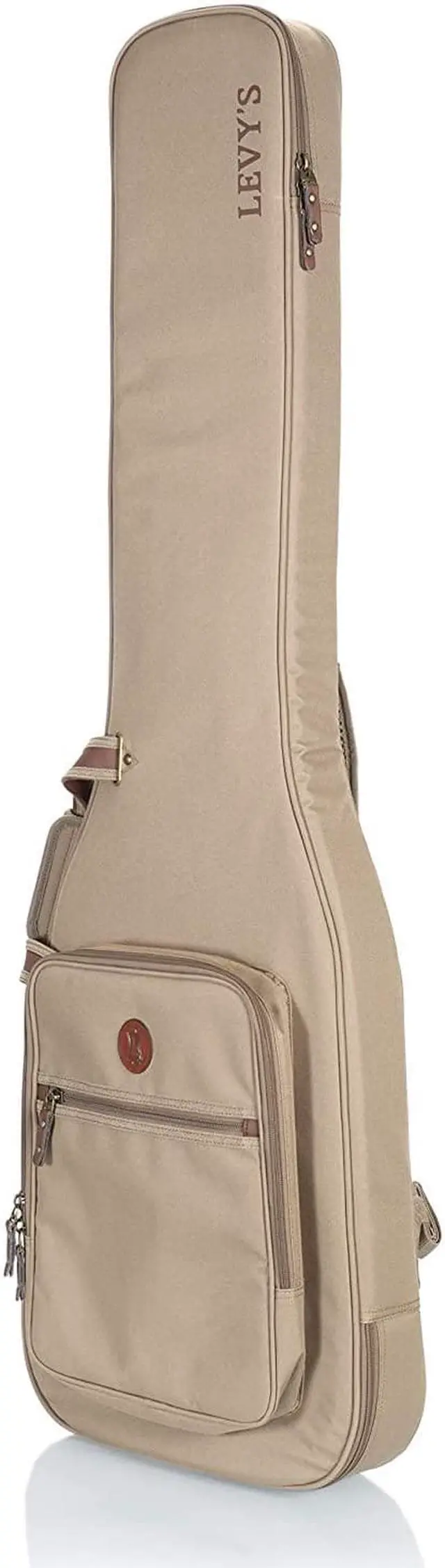 Main image of Deluxe Gig Bag For Bass Guitars With Padded Backpack Straps And Large Exterior Pocket; Tan (Lvybassgb200)