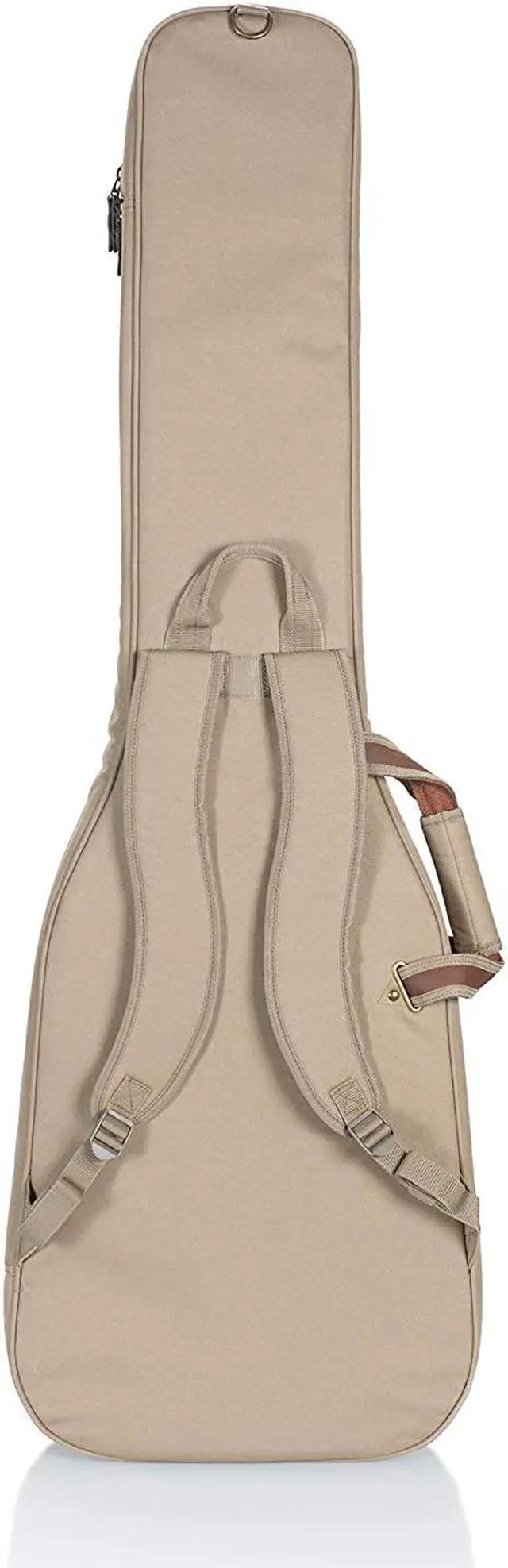 Alt view image 3 of 7 - Deluxe Gig Bag For Bass Guitars With Padded Backpack Straps And Large Exterior Pocket; Tan (Lvybassgb200)