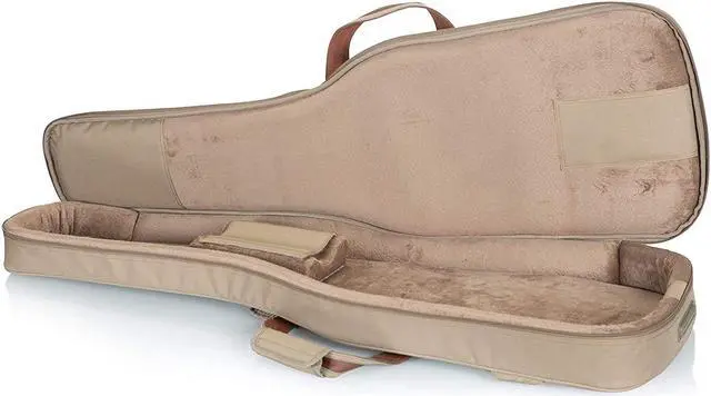 Alt view image 4 of 7 - Deluxe Gig Bag For Bass Guitars With Padded Backpack Straps And Large Exterior Pocket; Tan (Lvybassgb200)