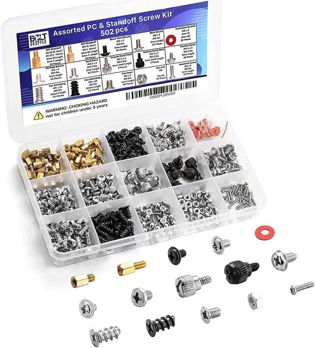 Alt view image 2 of 7 - 502Pc Motherboard Standoffs Screw Kit Basic Computer Screws Set For Hdd Hard Drive, Cd-Rom, Atx Case | For Diy & Repair 400Pcs Laptop Screws W/Blue Nylok 20 Sizes Titanium Nitride Screw