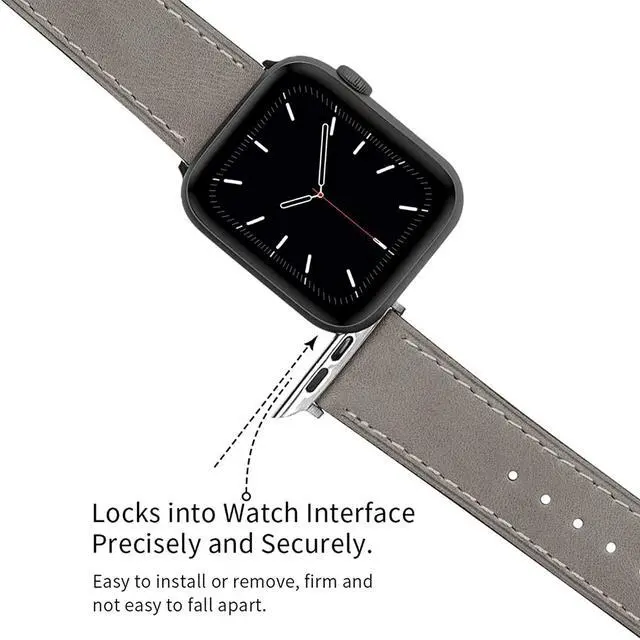 Alt view image 2 of 7 - Double-Sided Leather Bands Compatible With Apple Watch Band 42Mm 44Mm 45Mm, Soft Genuine Leather Smart Watch Replacement Strap Compatible For Men Women Iwatch Series7 6 5 4 3 2 1, Se Silver Buckle