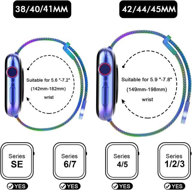Alt view image 2 of 6 - Metal Magnetic Band Compatible With Apple Watch Bands 38Mm 40Mm 41Mm 42Mm 44Mm 45Mm, Colorful Adjustable Strap Milanese Stainless Steel Mesh Wristband For Iwatch Series 7 6 5 4 3 2 1 Se Men Women