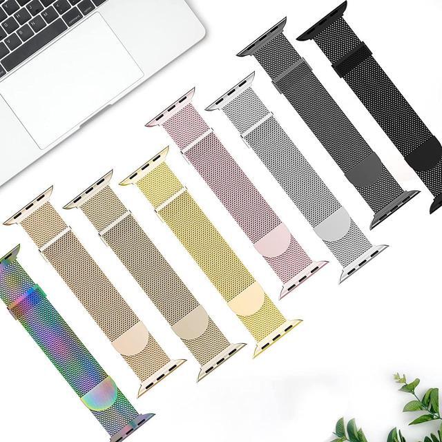 Alt view image 6 of 6 - Metal Magnetic Band Compatible With Apple Watch Bands 38Mm 40Mm 41Mm 42Mm 44Mm 45Mm, Colorful Adjustable Strap Milanese Stainless Steel Mesh Wristband For Iwatch Series 7 6 5 4 3 2 1 Se Men Women