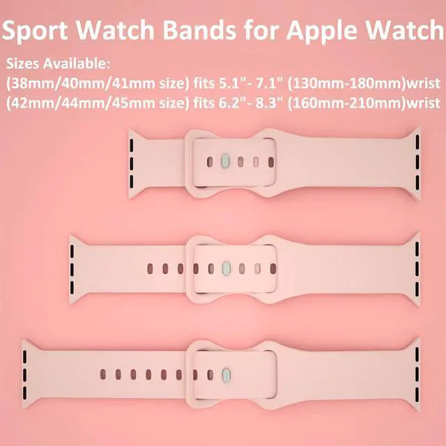 Alt view image 2 of 7 - Sport Watch Band Compatible With Apple Watch, Iwatch Bands 38Mm 40Mm 41Mm Woman Man, Soft Silicone Wristbands Strap Replacement For Iwatch Series Se 7 6 5 4 3 2 1 Sport Edition Sand Pink