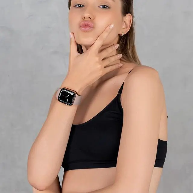 Alt view image 5 of 7 - Sport Watch Band Compatible With Apple Watch, Iwatch Bands 38Mm 40Mm 41Mm Woman Man, Soft Silicone Wristbands Strap Replacement For Iwatch Series Se 7 6 5 4 3 2 1 Sport Edition Sand Pink