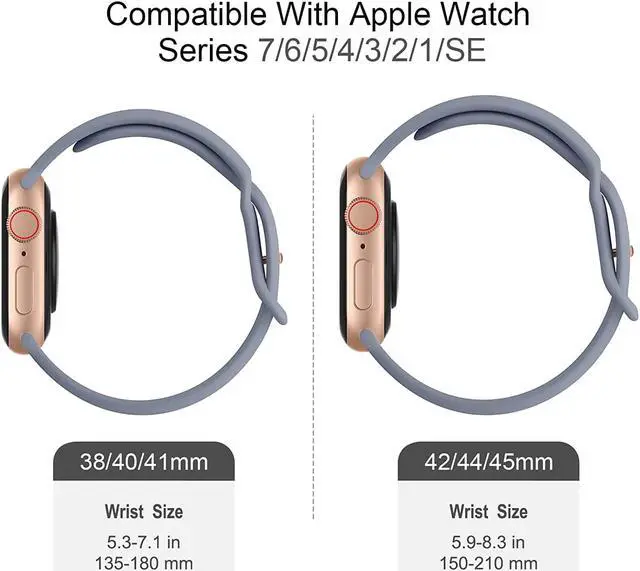 Alt view image 2 of 7 - Compatible With Apple Watch Band 38Mm 40Mm 41Mm, Soft Silicone Sport Straps Replacement Wristbands For Iwatch Series 7 6 5 4 3 2 1 Se Women Men, Black, Wine, Olivegreen, Bluegray