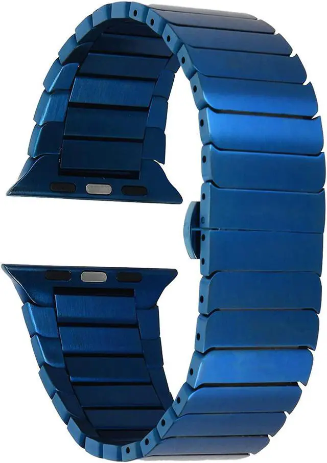 Alt view image 2 of 7 - Compatible With Apple Watch Straps, Business Solid Stainless Steel Butterfly Buckle One Bead Metal Strap To Replace Iwatch, Suitable For Apple Watch Series 7/6/5/4/3/2/1/Se 42Mm/44Mm 38Mm/42Mm B