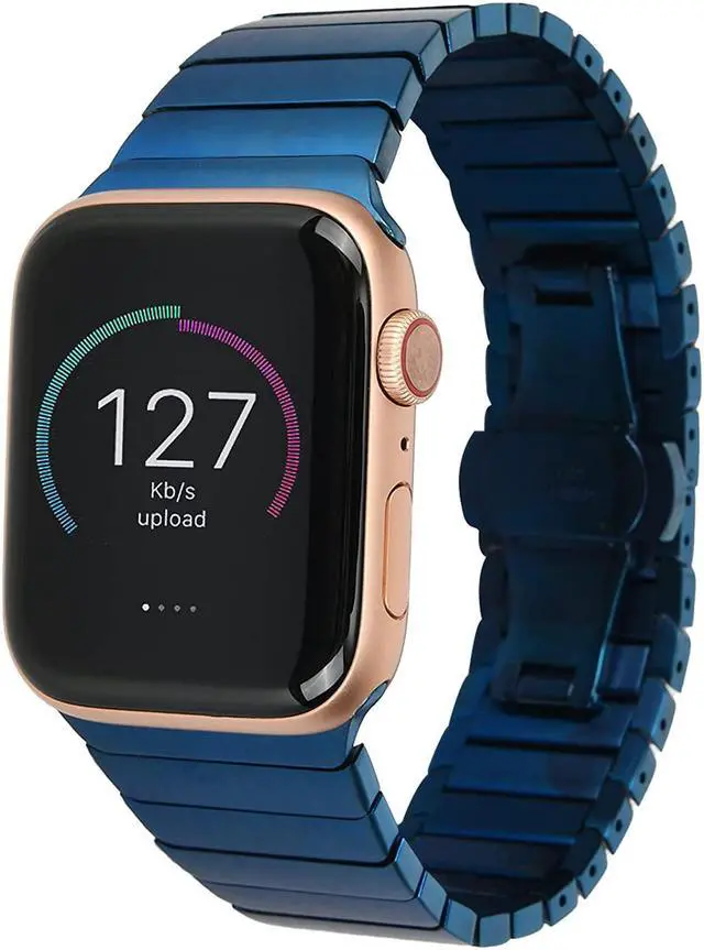 Main image of Compatible With Apple Watch Straps, Business Solid Stainless Steel Butterfly Buckle One Bead Metal Strap To Replace Iwatch, Suitable For Apple Watch Series 7/6/5/4/3/2/1/Se 42Mm/44Mm 38Mm/42Mm B