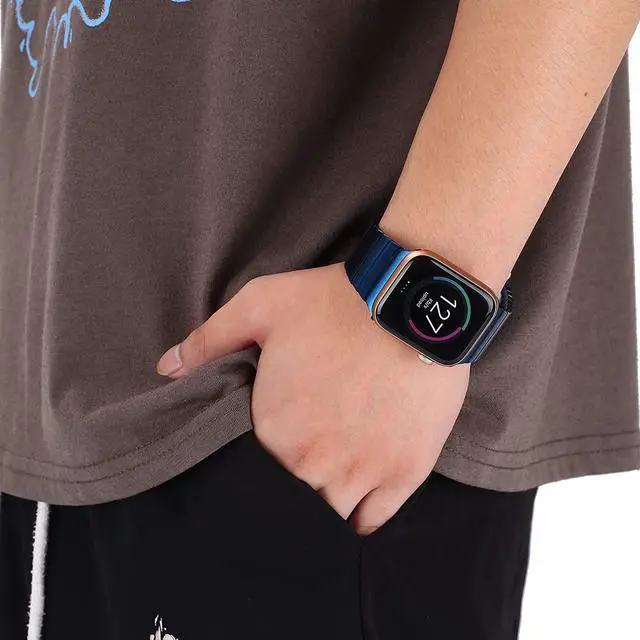 Alt view image 7 of 7 - Compatible With Apple Watch Straps, Business Solid Stainless Steel Butterfly Buckle One Bead Metal Strap To Replace Iwatch, Suitable For Apple Watch Series 7/6/5/4/3/2/1/Se 42Mm/44Mm 38Mm/42Mm B