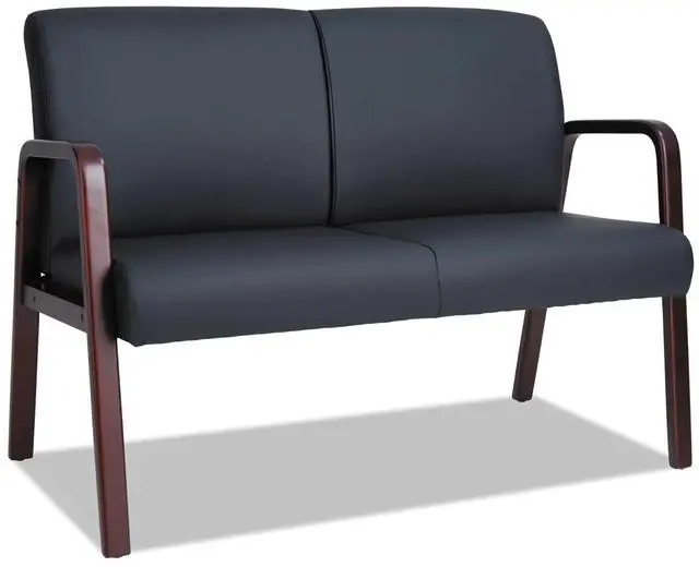 Alt view image 2 of 8 - Alera ALERL2219M Reception Lounge Series Wood Loveseat, 33.00" x 44.88" x 26.13", Black/Mahogany