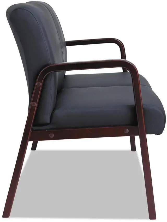 Alt view image 4 of 8 - Alera ALERL2219M Reception Lounge Series Wood Loveseat, 33.00" x 44.88" x 26.13", Black/Mahogany