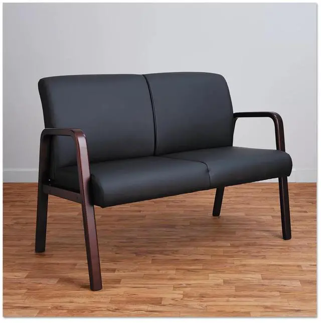 Alt view image 6 of 8 - Alera ALERL2219M Reception Lounge Series Wood Loveseat, 33.00" x 44.88" x 26.13", Black/Mahogany