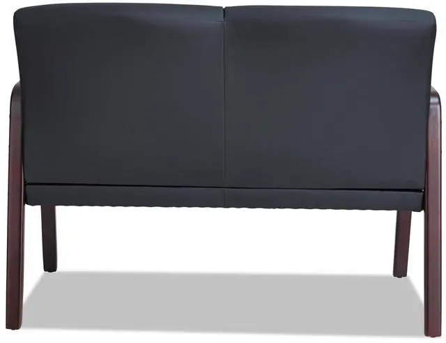 Alt view image 5 of 8 - Alera ALERL2219M Reception Lounge Series Wood Loveseat, 33.00" x 44.88" x 26.13", Black/Mahogany