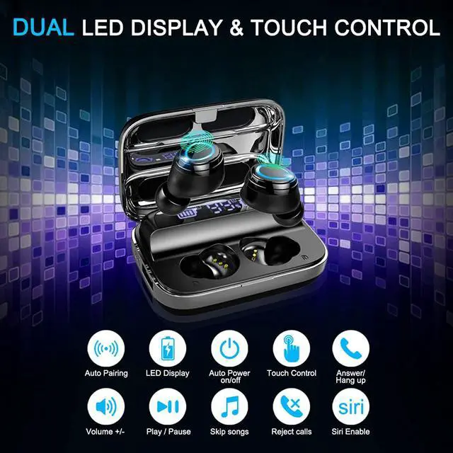 Alt view image 6 of 7 - Zell Wireless Earbuds, Bluetooth 5.3 Earbuds 140H Playtime Headphones Hd Stereo Noise Cancelling Earphones In Ear With Mic, Usb-C Charging Case, Ip7 Waterproof Headset For Sports