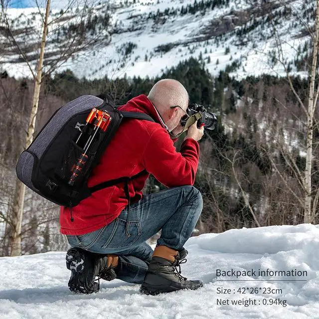 Alt view image 2 of 7 - Camera Backpack, Waterproof Camera Bag Photography Bag With Tripod Strap And Rain Cover Large Capacity Rucksack For Dslr Camera, Speedlite Flash, Camera Tripod, Laptops, Lens And Accessories