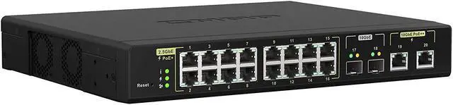 Alt view image 3 of 20 - QNAP 20-Port 10GbE PoE++ and 2.5GbE PoE+ Managed Network Switch (QSW-M2116P-2T2S-US). Layer 2, Web Management