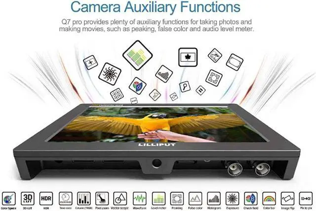 Alt view image 13 of 13 - LILLIPUT 7" Q7 Pro Field Monitor 1920x1200 Metal Slim Design with HDR 3D-LUT SDI/HDMI Cross Conversion Waveform Peaking Precise Color Calibration Gamma Adjustment + Pisen LP-E6 Battery by VIVITEQ
