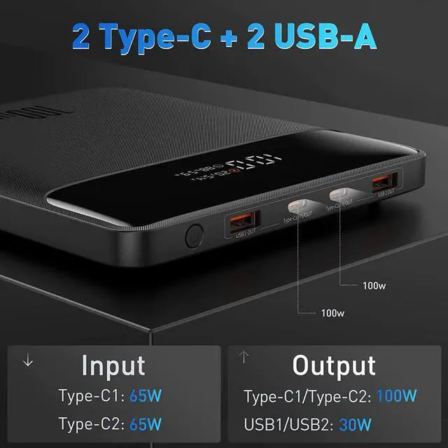 Alt view image 4 of 7 - Laptop Power Bank, Baseus 100W USB C Portable Laptop Charger, Super Fast Charging 20000mAh Slim Battery Pack for Laptop, MacBook Air, Dell, IPad, HP, iPhone, Samsung Galaxy, Switch and More (Black)