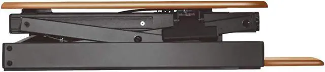 Alt view image 12 of 12 - Rocelco 32" Height Adjustable Standing Desk Converter - Sit Stand Computer Workstation Riser - Dual Monitor Retractable Keyboard Tray Gas Spring Assist - Teak Wood Grain (R EADRT)