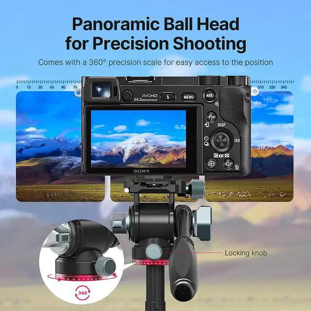 Alt view image 3 of 7 - Zell Video Fluid Head For Camera Tripod - U-190 Mini Pan Tilt Head Small Panoramic Ball Head With Arca Swiss Quick Release Plate Lightweight Filming Equipment For Compact Camera Load Up To 6.6Lb/3Kg