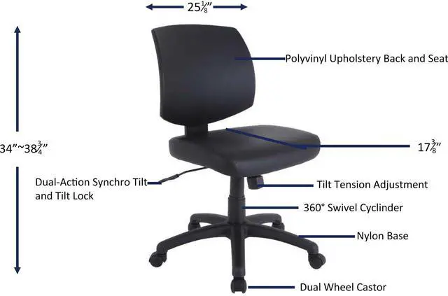 Alt view image 6 of 7 - Lorell PVC Upholstery Task Chair - Black 84877