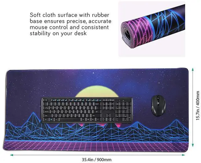 Alt view image 3 of 7 - Large Gaming Mouse Pad, Extended Xxl Desk Pad & Non-Slip Rubber Mat For Mice And Keyboard With Stitched Edges (90X40 Zisesun011)