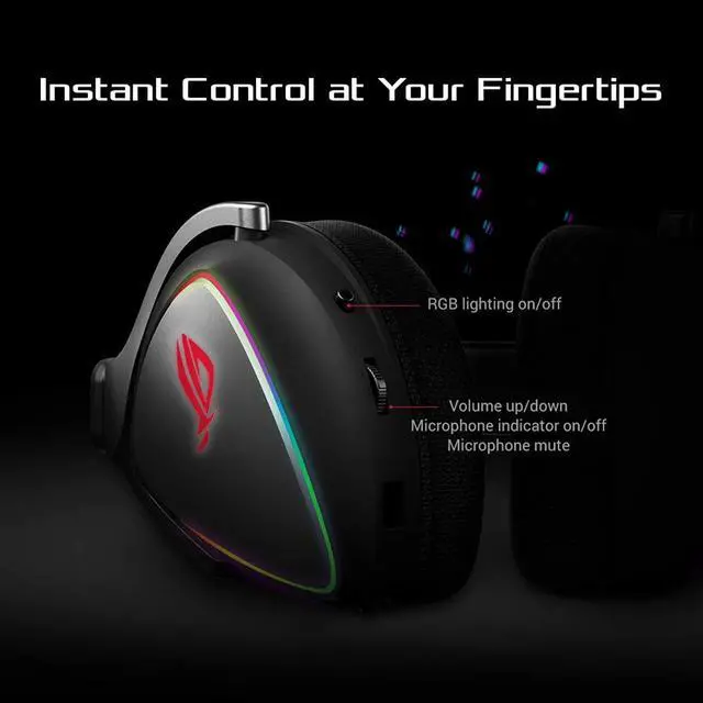 Alt view image 13 of 14 - ASUS RGB Gaming Headset ROG Delta | Hi-Res ESS Quad-DAC, Circular RBG Lighting Effect | USB-C Connector for PCs, Consoles, and Mobile Gaming | Gaming Headphones with Detachable Mic