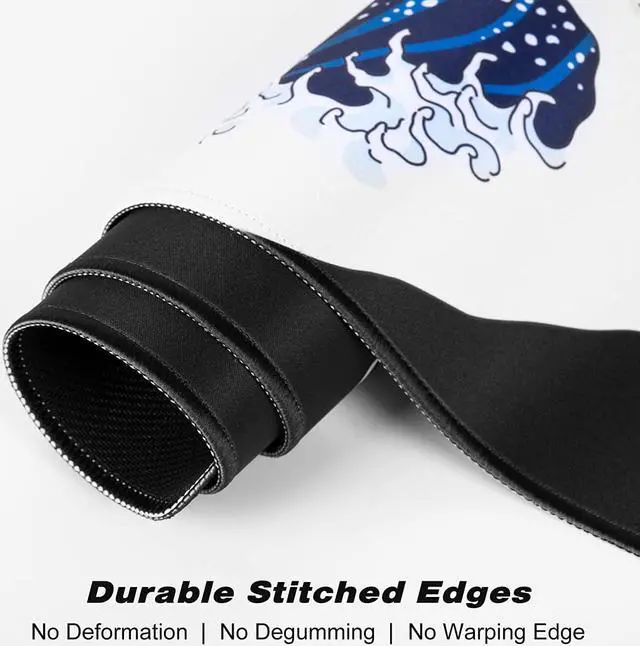 Alt view image 5 of 7 - Extended Gaming Mouse Pad, Xxl Large Desk Pad 30 X 14 Inch, Big Computer Keyboard Mousepad, Waterproof Mouse Mat With Stitched Edges And Non-Slip Base For Women Office Gaming, Sea Waves