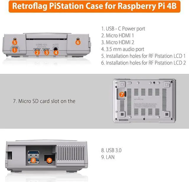 Alt view image 3 of 7 - Raspberry Pi 4 4Gb Kit, Retroflag Pistation Case With 5V 3A Power Supply, 32Gb Card, 2Pcs Usb Wired Controllers, Hdmi Cable , Case With Fan For Raspberry Pi 4B (4Gb Ram)