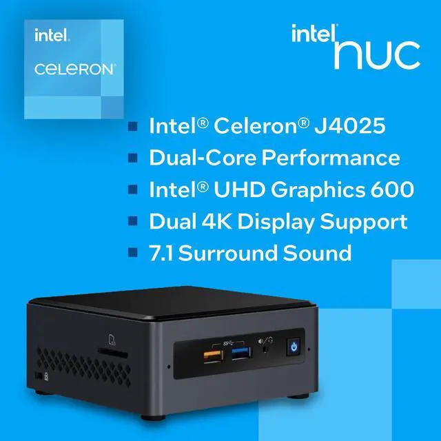 Alt view image 7 of 10 - Intel BOXNUC7CJYSAMN1 NUC 7 Essential Celeron J4005 Dual-core 2GHz NUC Kit