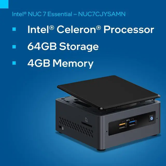 Alt view image 9 of 10 - Intel BOXNUC7CJYSAMN1 NUC 7 Essential Celeron J4005 Dual-core 2GHz NUC Kit