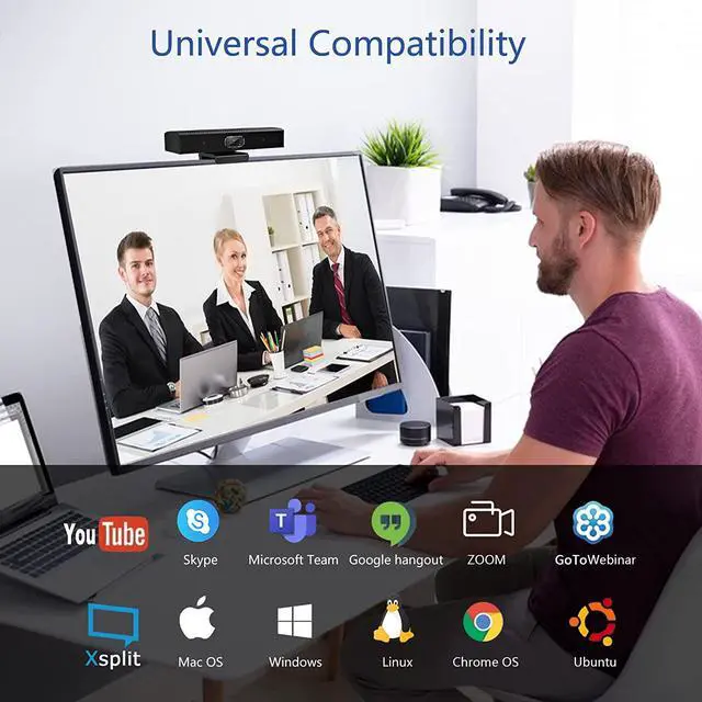 Alt view image 7 of 7 - Zell Conference Room Camera, 3-In-1, 1080P Full Hd Webcam With Microphone And Speaker, Usb Plug N Play With Noise Reduction, Wide Angle Video Conference Camera For Desktop, Laptop, Mac, Pc (Black)