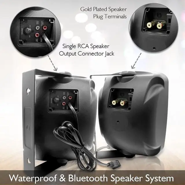 Alt view image 14 of 16 - Pyle Home PDWR64BTB Indoor-Outdoor 800 watt Bluetooth Speaker System, Black - 6.5 in.