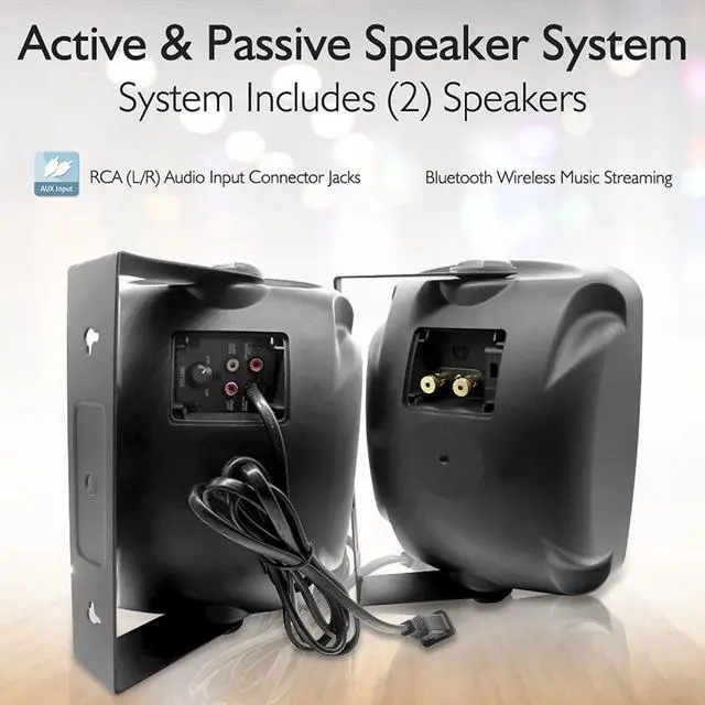 Alt view image 12 of 16 - Pyle Home PDWR64BTB Indoor-Outdoor 800 watt Bluetooth Speaker System, Black - 6.5 in.