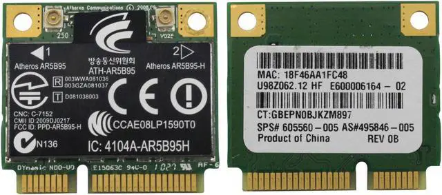Alt view image 2 of 5 - HP 605560-005 Atheros 9285G 802.11 B/G/N Wifi Adapter (For Use In All Countries And Regions)