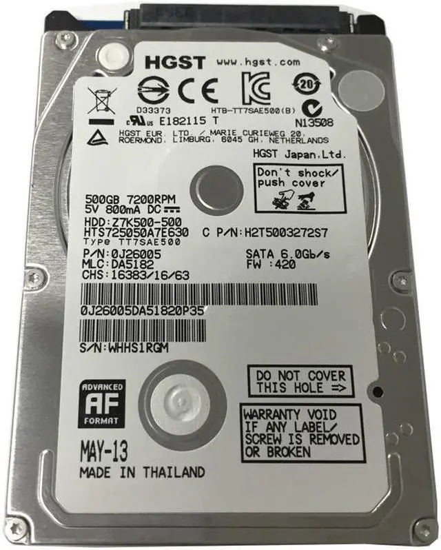 Main image of OEM HGST 500GB 32MB Cache 7200RPM SATA III 6.0Gb/s 2.5" Laptop / Macbook Hard Drive