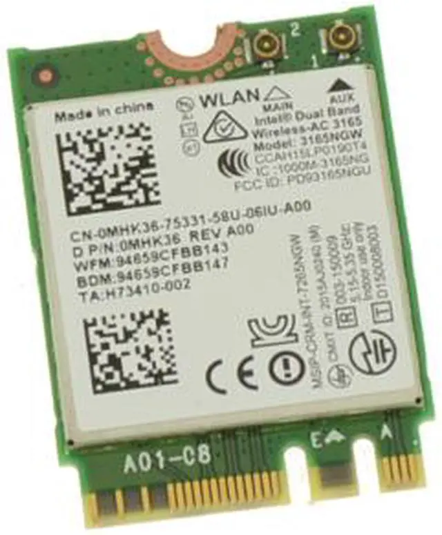 Alt view image 2 of 2 - New Original Intel 3165NGW Wireless MHK36 AC 3165 Dual Band WLAN WiFi 802.11 Bluetooth 4.0 M.2 Card