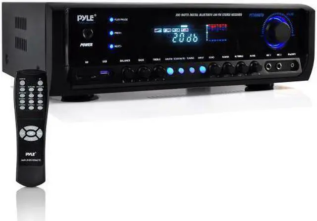 Alt view image 13 of 20 - Digital Home Theater Bluetooth Stereo Receiver, Aux (3.5mm) Input, MP3/USB/SD/AM/FM Radio, (2) Mic Inputs, 300 Watt