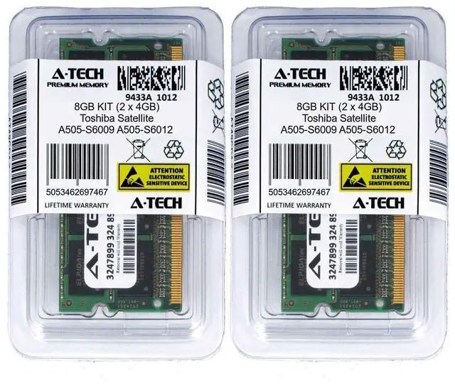 Main image of 8GB KIT 2 x 4GB Toshiba Satellite A505-S6009 A505-S6012 A505-S6014 Ram Memory