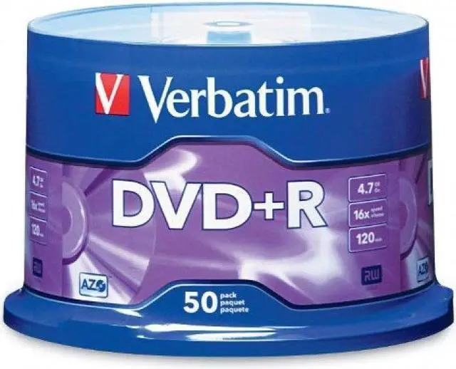 Main image of Verbatim 4.7GB up to16x Branded Recordable Disc DVD+R 50 Disc Spindle 95037
