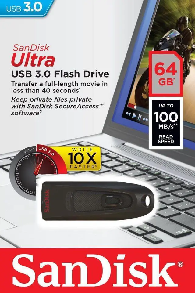 Main image of SanDisk 64GB Cruzer Ultra USB 3.0 100MB/s Flash Pen Thumb Drive SDCZ48-064G-U46