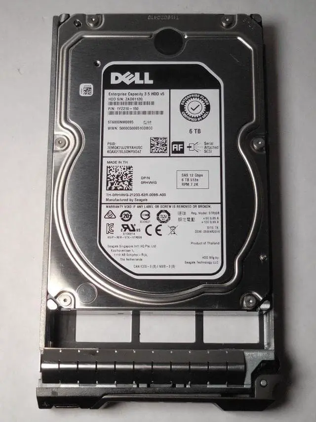 Alt view image 4 of 5 - RHVWG DELL ENTERPRISE CLASS 6TB 7.2K SAS 3.5" 12Gb/s HDD W/TRAY F238F FS