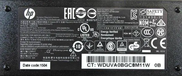 Alt view image 2 of 3 - Genuine HP 45W AC Adapter 741727-001, 740015-003, 740015-002, HSTNN-DA40