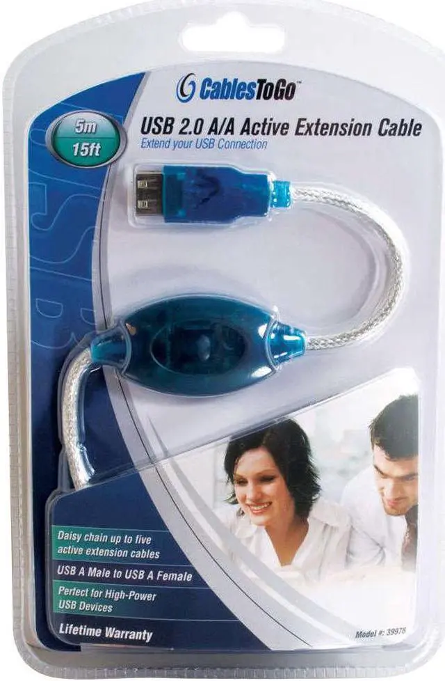 Alt view image 4 of 5 - C2G 5m USB 2.0 A Male to A Female Active Extension Cable