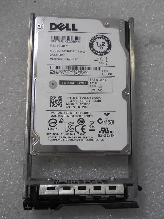 Main image of T6TWN Dell 1.2TB 10K 6Gb/s SAS 2.5'' HDD For PowerEdge R320 R420 with Tray